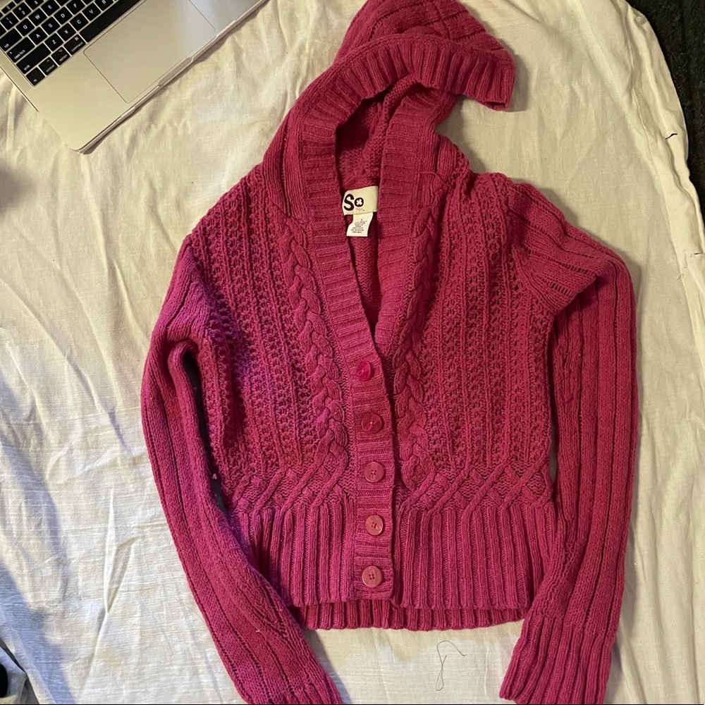 Pink Button sweater size large